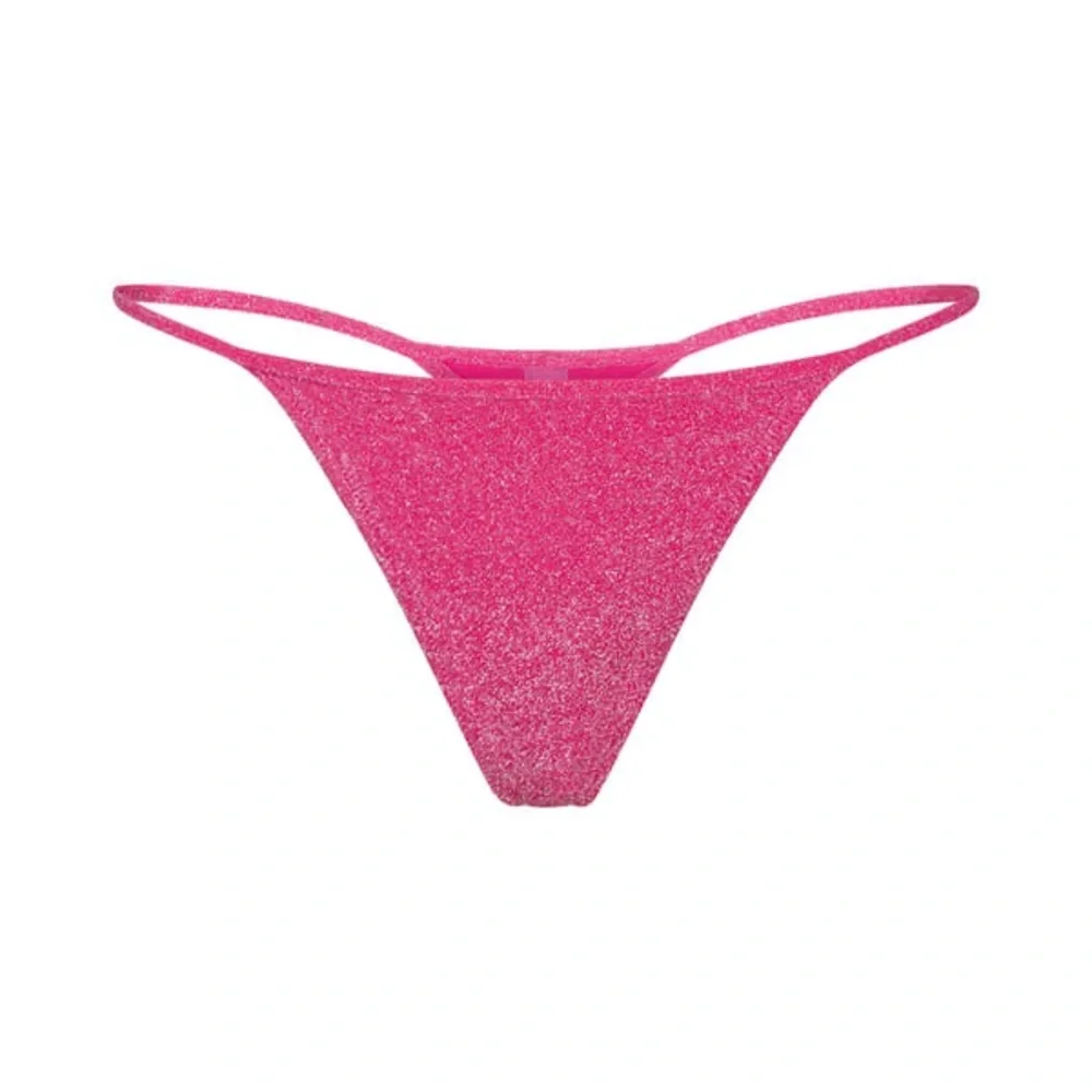 SKIMS Glitter Swim Triangle Bikini Top & Glitter Swim Bikini Bottoms Thong Set